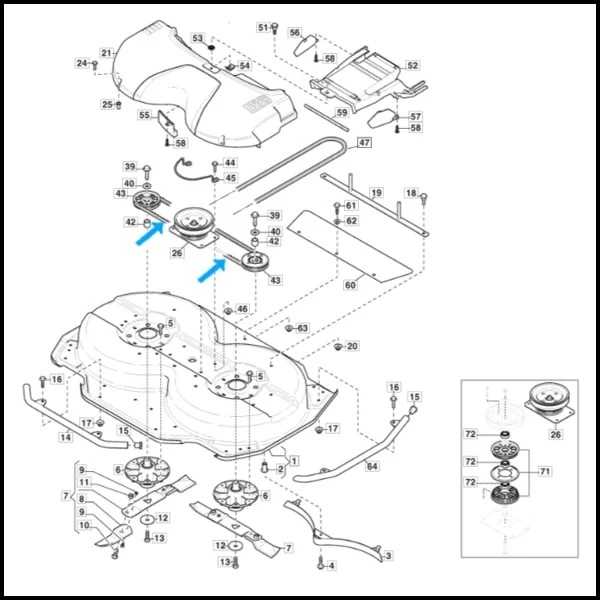 1134-9198-02 Stiga V-snaar / Tandriem (d) Park 95cm. Multi-clip Combi